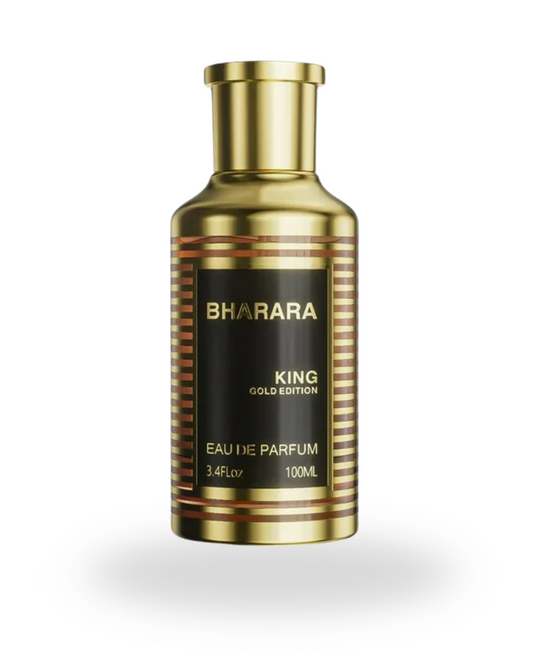 King Gold Edition by Bharara Eau de Parfum – a luxurious fragrance with bold oriental, woody, and spicy notes.